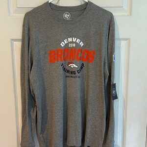 47 Brand Size Large Gray Denver Broncos Training Camp Long Sleeve Tee NWT